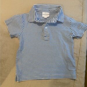Little English Striped Polo Shirt 3T sky blue